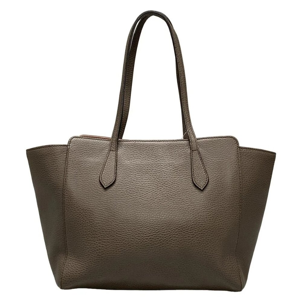 Auth GUCCI Swing 354408 Brown Pink Leather Tote Bag - Picture 2 of 16